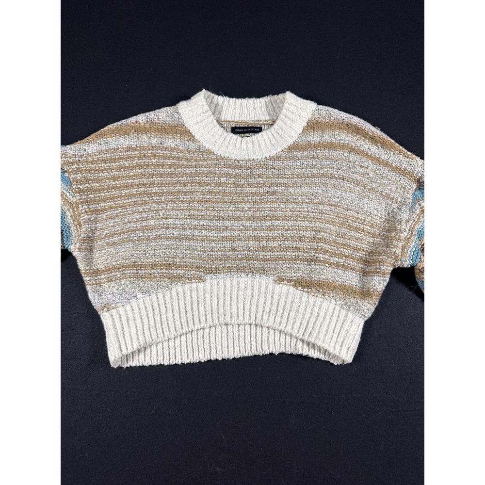 Urban Outfitters Women Medium Striped Cropped Knit Sweater Crewneck Multi Color